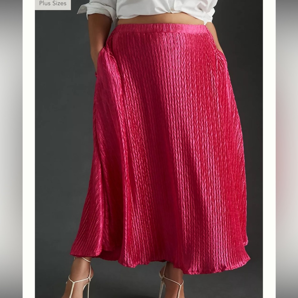 Hot Pink Anthropologie Maeve Pleated Maxi Skirt. XXS never worn